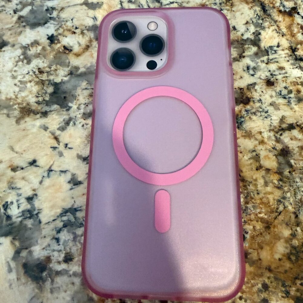 Onn. iPhone 14 Pro Max MagSafe Case – Pink Frosted – 10ft Drop Protection